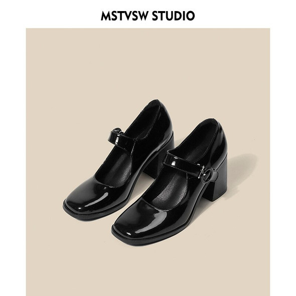 Black Mary Jane Shoes Women | Black Thick Heel Mary Jane | Shoe Mary