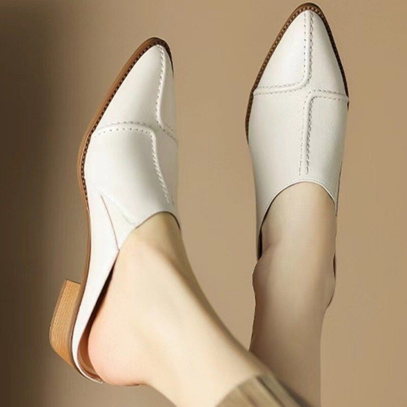 Thick Heel Matching Leather Shoes Girls Work To Wear New Women's Low