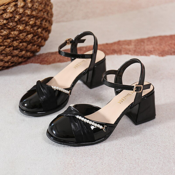 2023 Summer Ladies New Style Closed Toe Sandals Chunky Heel High Heel