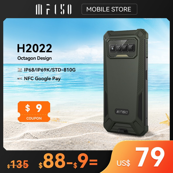 IIIF150 H2022 IP68/IP69K Waterproof Rugged Phone 5.5" HD+ 4GB+32GB Cellphone 4800mAh Battery with NFC Smartphone