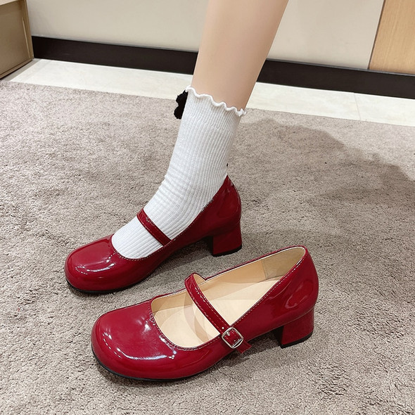 Mary Jane Shoes Heels Red | Red Patent Leather Shoe | Red Mary Jane