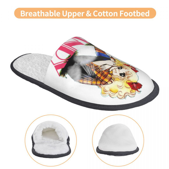 Custom Print Women Candy Candy Logo House Slippers Cozy Warm Anime Custom Print Women Candy Candy Logo House Slippers Cozy Warm Anime