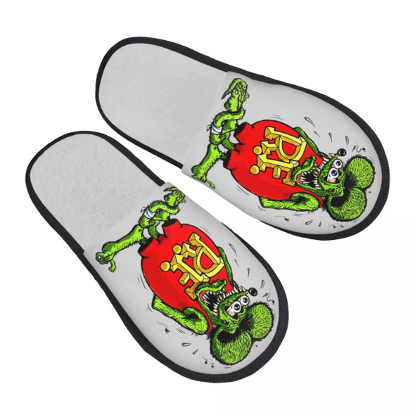 Custom Print Women Rat Fink House Slippers Soft Warm Comic Cartoon