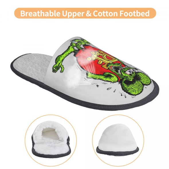 Custom Print Women Rat Fink House Slippers Soft Warm Comic Cartoon Custom Print Women Rat Fink House Slippers Soft Warm Comic Cartoon