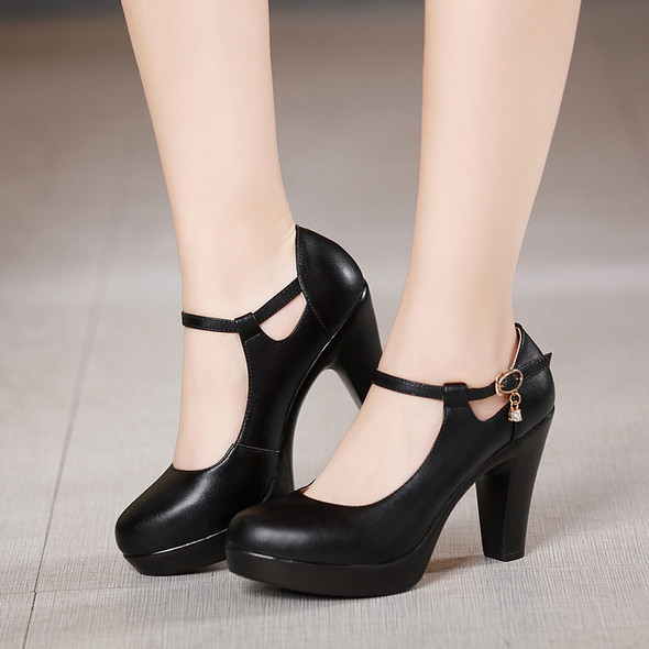 Genuine Leather Shoes Women Round Toe Pumps Sapato Feminino High Heels