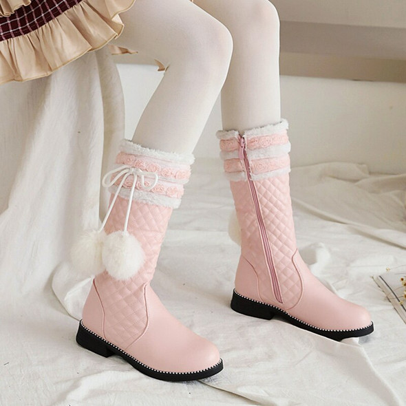 2023 New Sweet Flat Short Boots Winter Warm Snow Boots Low Heel Women