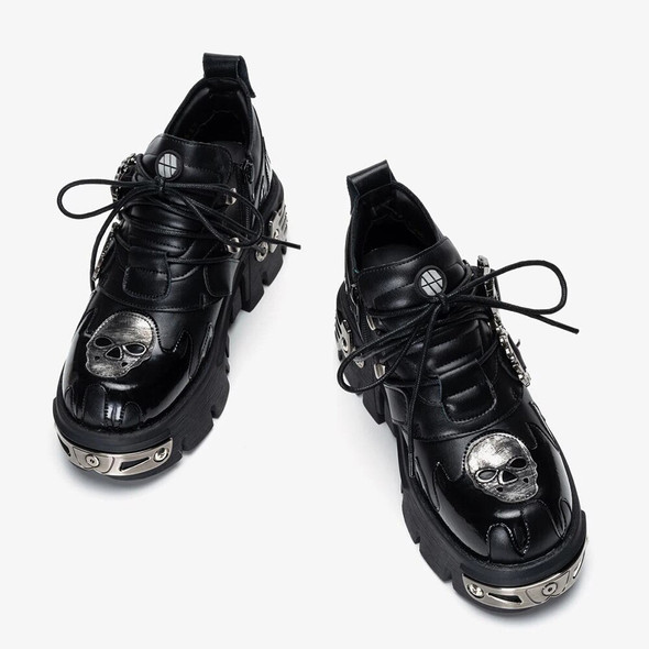 Men and Women Vintage Rock Couple Shoes 2022 New Dark Punk Leather