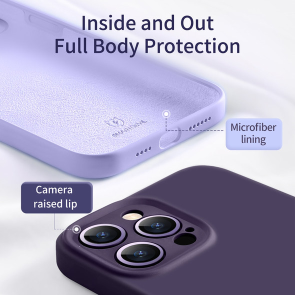 SmartDevil Liquid Silicone Case for iPhone 14 Pro Max Deep Purple Back Cover for Magsafe Soft Camera Lens with Screen Protector