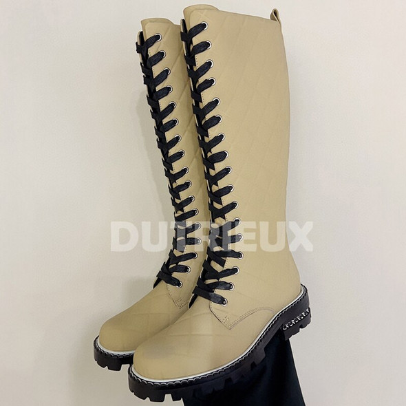 Women Long Boots Spring Autumn 2023 New Genuine Leather Upper Round