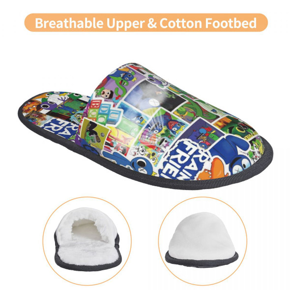 Anime Game Rainbow Friends House Slippers Women Cozy Memory Foam Anime Game Rainbow Friends House Slippers Women Cozy Memory Foam