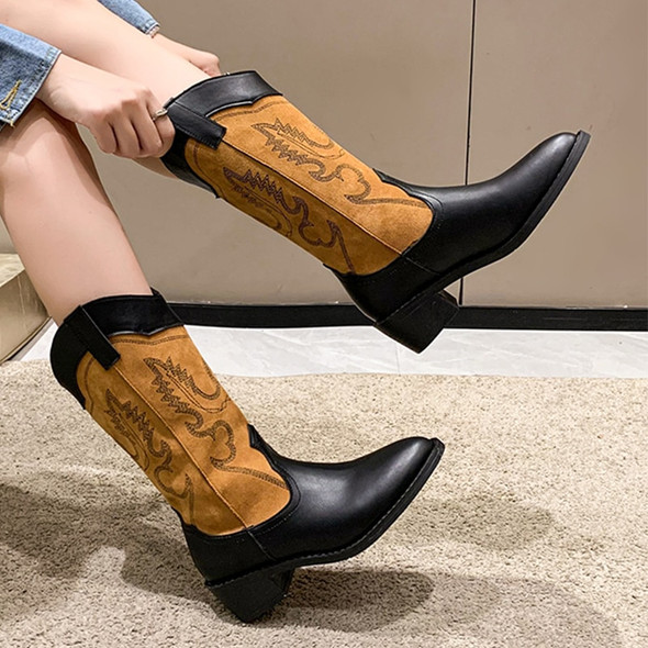 Brand 2023 Winter New Women Mid Heels Shoes Chunky Retro Chelsea Mid Brand 2023 Winter New Women Mid Heels Shoes Chunky Retro Chelsea Mid