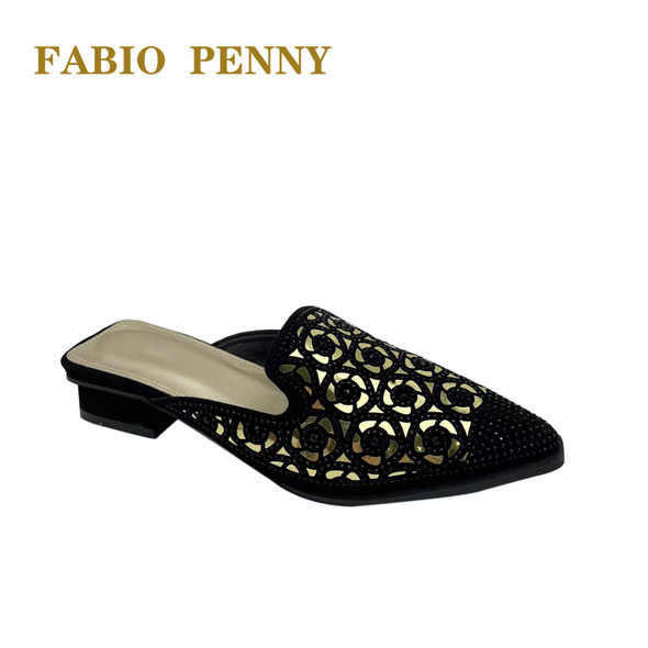 New Fashion Low Heel Bright Diamond Uppers Elegant Lady Slippers