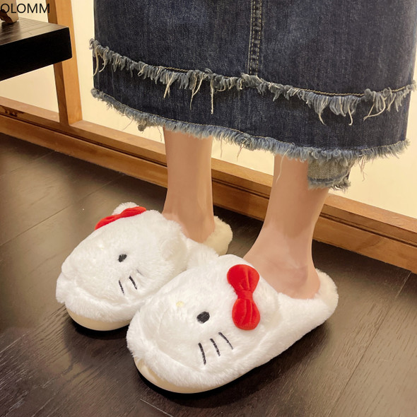Girls Cartoon Warm Plush Slippers No Slip Indoor Shoes Valentine Gift