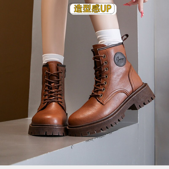 High Quality Women Chunky Boots for Women Ladies Genuine Leather Ankle