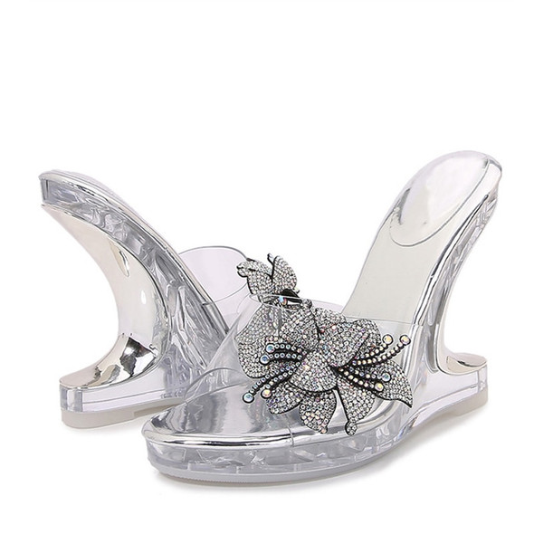 2024 Crystal Flowers Women's Strange High Heels Slippers Platform 2024 Crystal Flowers Women's Strange High Heels Slippers Platform
