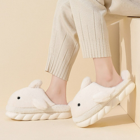 Women's Cotton Slippers Winter Shark Plush Thick Warm Cotton Slippers