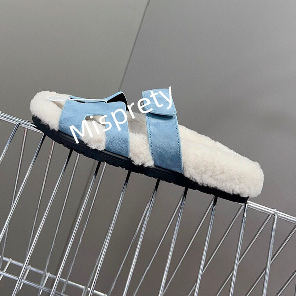 Shearling Designer Slippers Winter Shoes For Women Mixed Color Peep Shearling Designer Slippers Winter Shoes For Women Mixed Color Peep