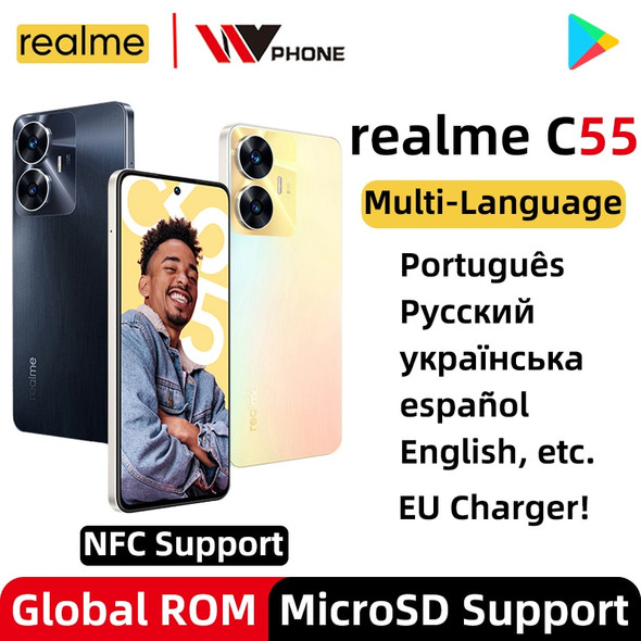 Global ROM realme C55 6.72" 90Hz FHD+ Screen MediaTek Helio G88 64MP AI Camera Smartphone 5000mAh Battery 33W