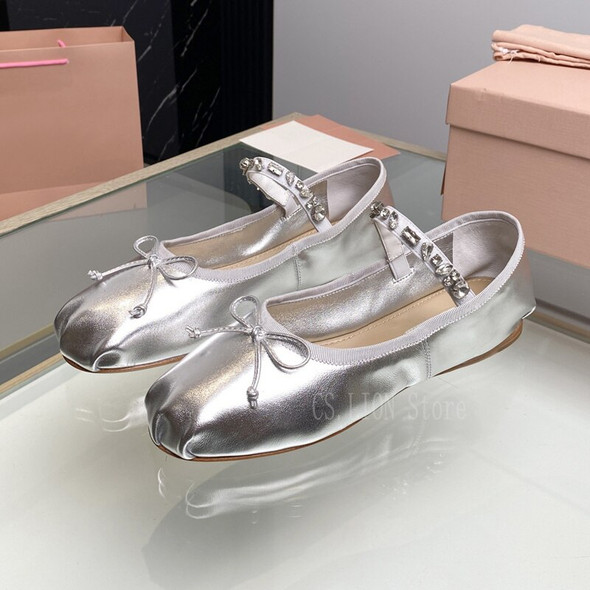 Spring Summer Butterfly knot Ballet Shoes Women's Rhinestone Belt Spring Summer Butterfly knot Ballet Shoes Women's Rhinestone Belt