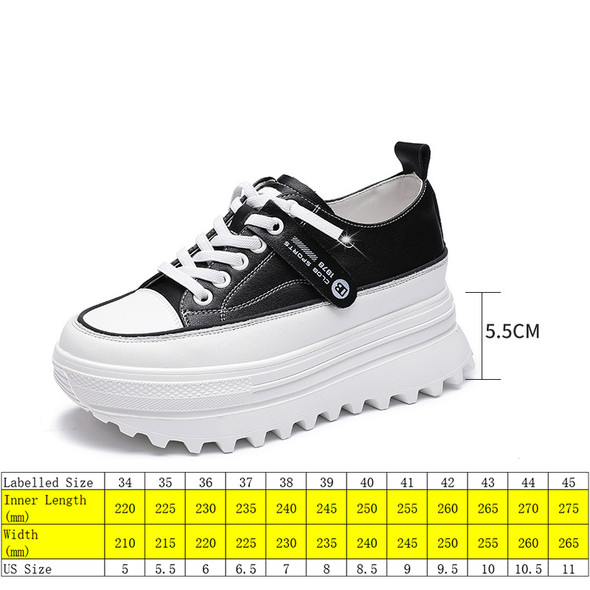 Fujin 5.5cm Genuine Leather Platform Wedge Shoes Chunky Sneaker White
