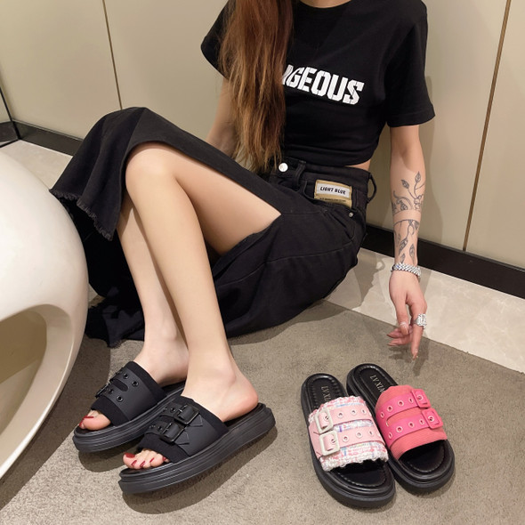 2023 thick sole casual shoes for women beach sandals belt buckle anti