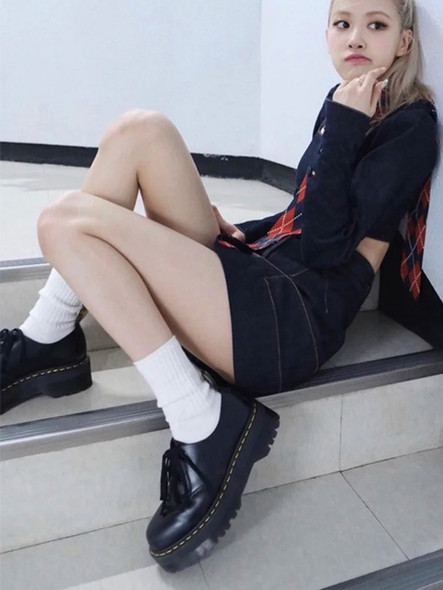 Women Shoes Autumn Round Toe Black Flats Loafers With Fur Casual