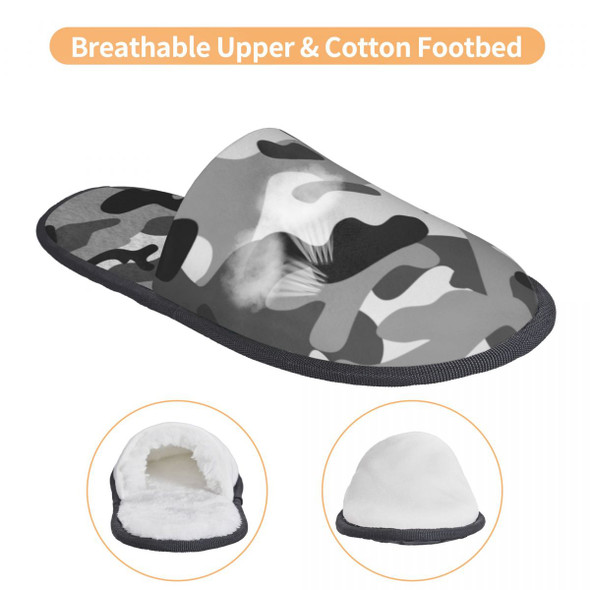 Custom Print Women Grey Camouflage House Slippers Soft Warm Military Custom Print Women Grey Camouflage House Slippers Soft Warm Military