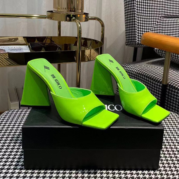 Square Toe High Heels Attico Slippers Solid Genuine Silk Fashion