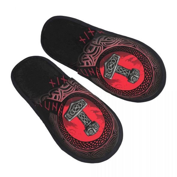 Viking Runes Thor Mjolnir House Slippers Women Cozy Memory Foam Norse