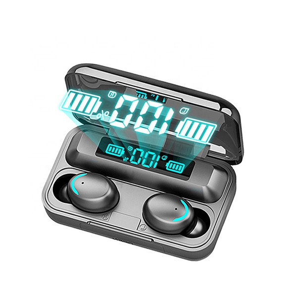 True wireless f9 f9-5 black earbuds in ear buds earbuds with power bank