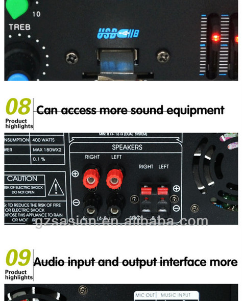 2 Channels 100W 220V Voltage Professional Audio Amplifier