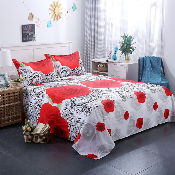 3D printed nature waterproof style big red rose print bed sheet bedsheets set