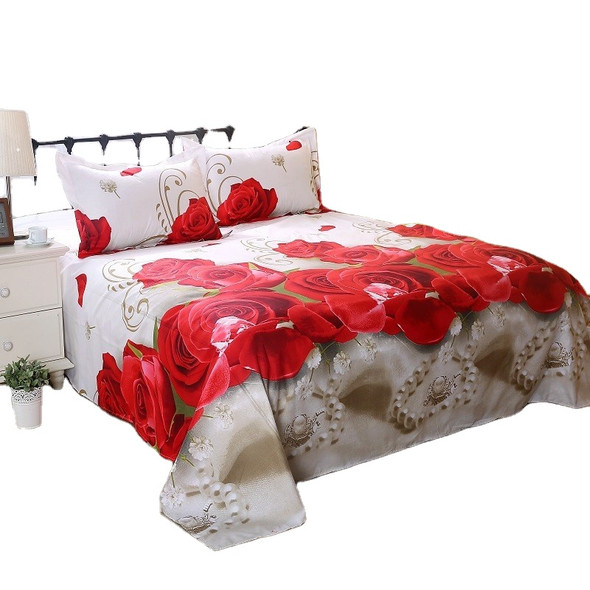 3D printed nature waterproof style big red rose print bed sheet bedsheets set