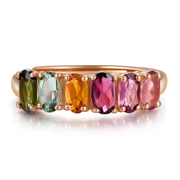 925 Sterling Silver Multi Color Natural Tourmaline Gemstone Rings
