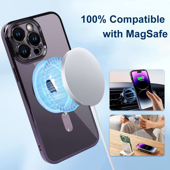 Luxury Transparent Magnetic Wireless Charging For Magsafe Case For iPhone 14 15 13 12 11 Pro X XS Max Plus XR Soft Plating Cover