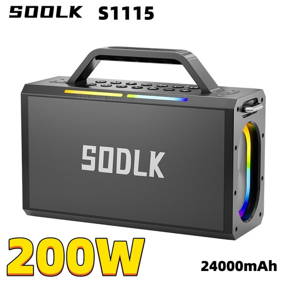 SODLK TWS Wireless Party Box 200W Heavy Bass Reverberation Bluetooth Speaker RGB Portable Subwoofer Outdoor Karaoke Sound System