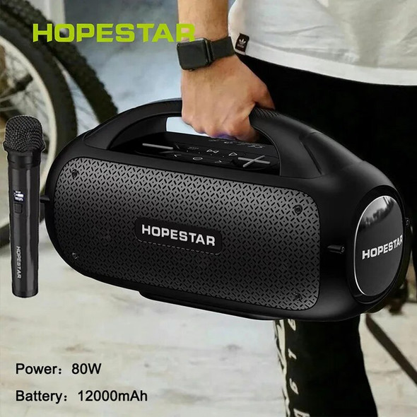 80W Bluetooth Speaker High Power Outdoor Portable Wireless Column Music Center Subwoofer Super Base Audio with Mic Hopestar A50