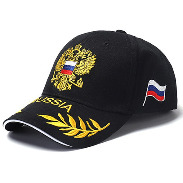 Russia Flag Cap Men Hat 100% Cotton Embroidery Black Baseball Cap Curved Brim Adjustable Snapback for Women