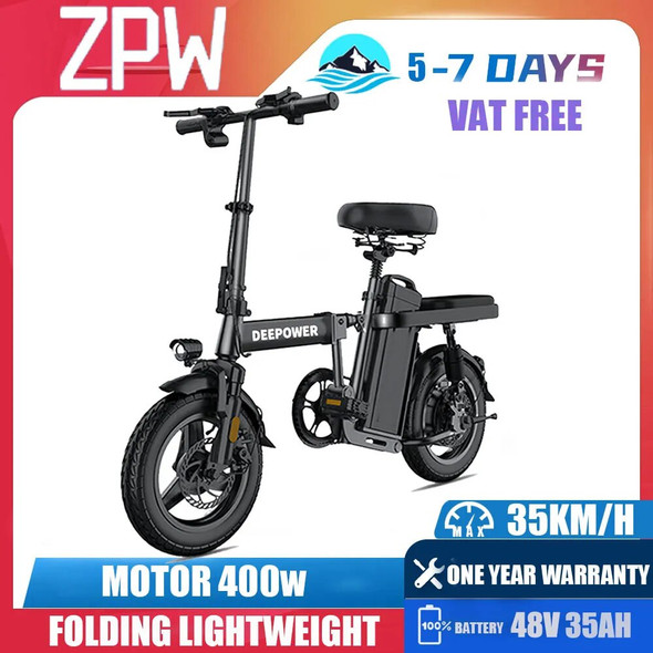 ZPW RS6 Ebike 400W 48V 35AH 14 inch Fat Tire Folding Snow Electric Bicycle Mountain Electric Bike Convenient E Bikes