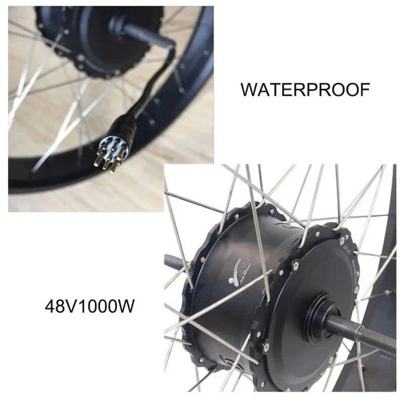 48V 1000W Snow Fat Bike Electric Bike Motor Wheel Rear Fat Tire Conversion Kit Brushless Gear Hub Motor Electric Bicycle Parts