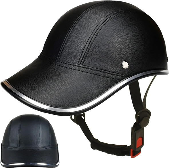 Bicycle Baseball Cap Helmets Motocross Electric bike ABS Leather Cycling Safety Helmet with Adjustable Strap for Adult Men Women