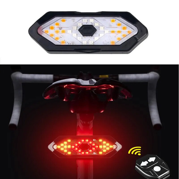 Bicycle Light Rear Wireless Remote Control Turn Signal Bike Tail Light with Turn Signals Horn USB Rechargeable Electric scooter