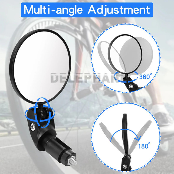 Universal Bicycle Rearview Mirrors Handle Bar End Mirror HD Glass Convex Lens Cycling Rear View Mirrors Electric Bike Scooter