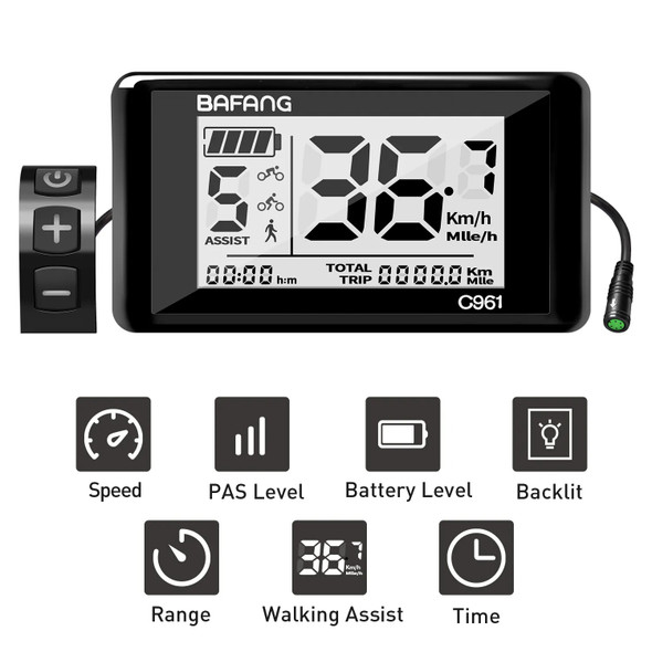 Ebike C961 Display Control Pane for BAFANG BBS01B BBS02B BBSHD Motor Electric Bike Bicycle Components Mid Motor Conversion Kit