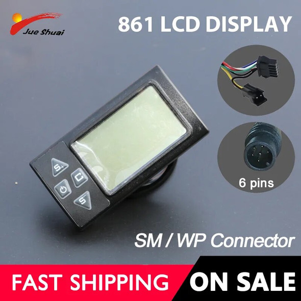 LCD Display with SM or Waterproof Connector 6 PINS 24V 36V 48V Electric Bike Display For LCD Controller Headlight Pedal Assist