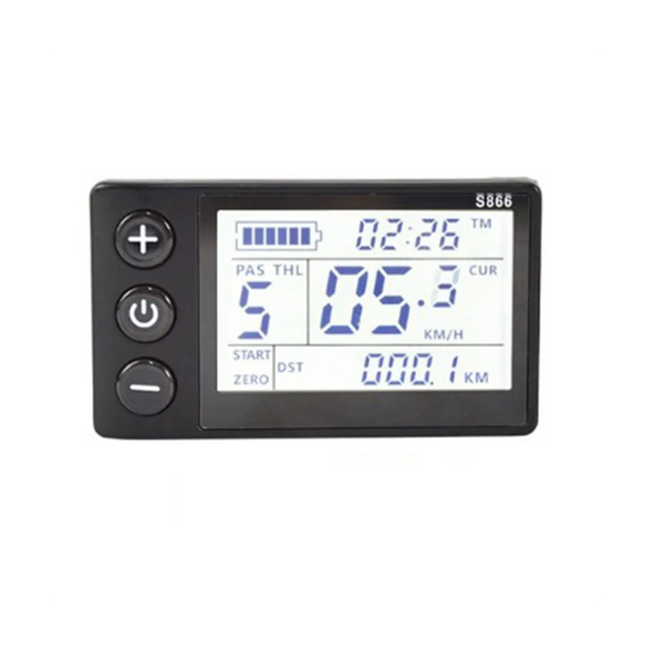 S866 Electric Bike LCD Display E-Bike Electric Scooter Display Meter Control Panel with Waterproof Plug