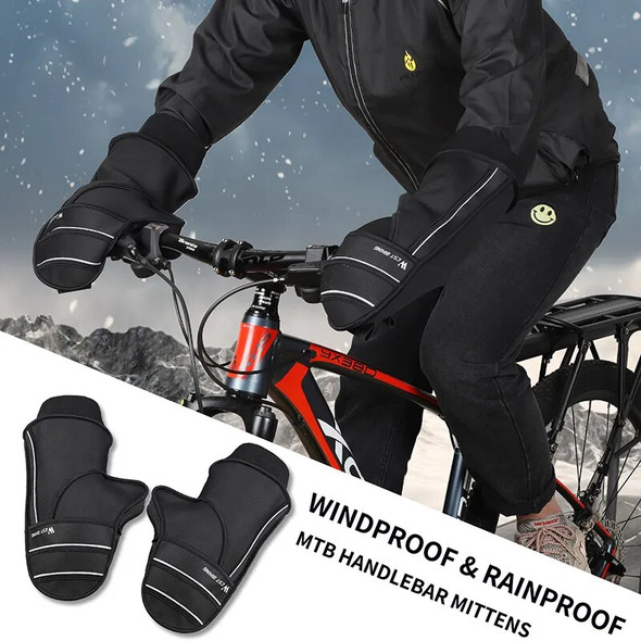 WEST BIKING Winter Warm Bike Handlebar Gloves Windproof MTB Bike Outdoor Riding Gloves Electric Bike Motorcycle Cycling Gloves