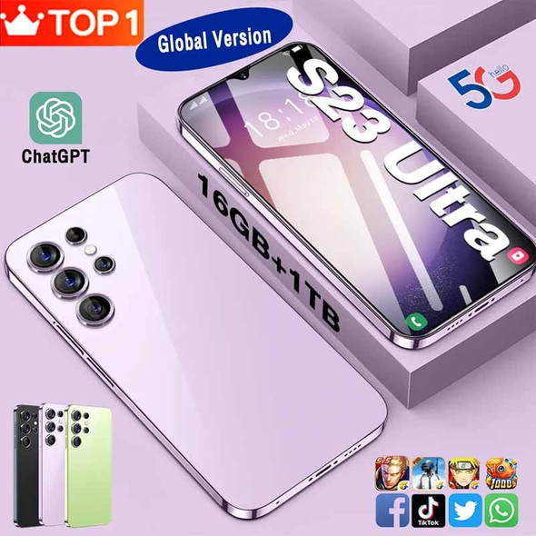 New Original S23 Ultra Smartphone 7.3 HD Full Screen SmartPhone 16GB+1TB Dual SIM 5G Mobile Phones Global Version Cell Phone