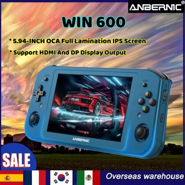 ANBERNIC Win600 original 5.94-INCH Portable PC Pocket Mini Laptop Game Console Win10/Steam OS System AMD 3050e Steam Deck 16GB+1
