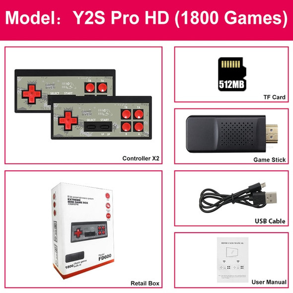 Video Game Console Handheld Game Player HDMI-Compatible Mini Game Stick Built in 1800 Classic 8 Bit Games Dual Wireless Gamepad1